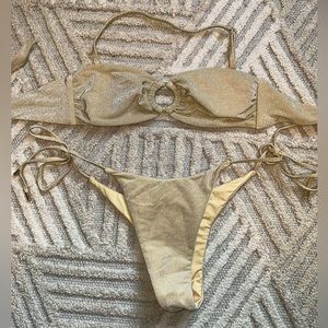 Monday Swimwear Costa Rica top & Palma bottom in Gold Shimmer Bikini set